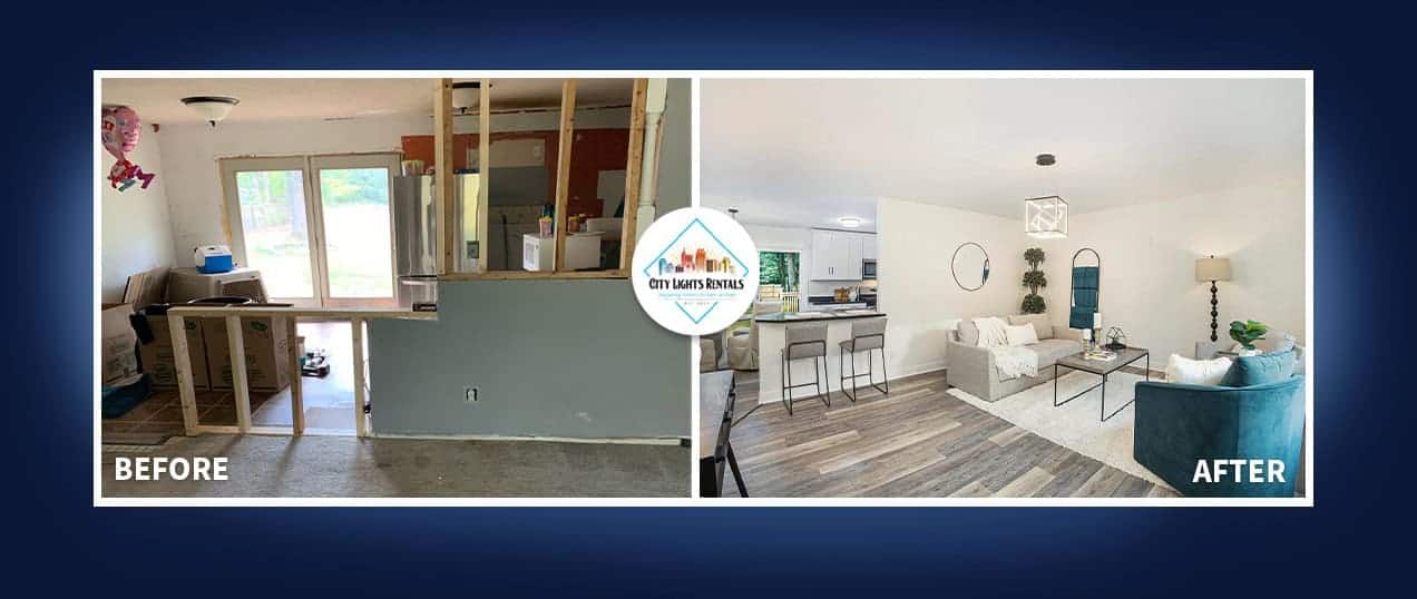 Before and after of a house we bought as-is in Grand Rapids, MI